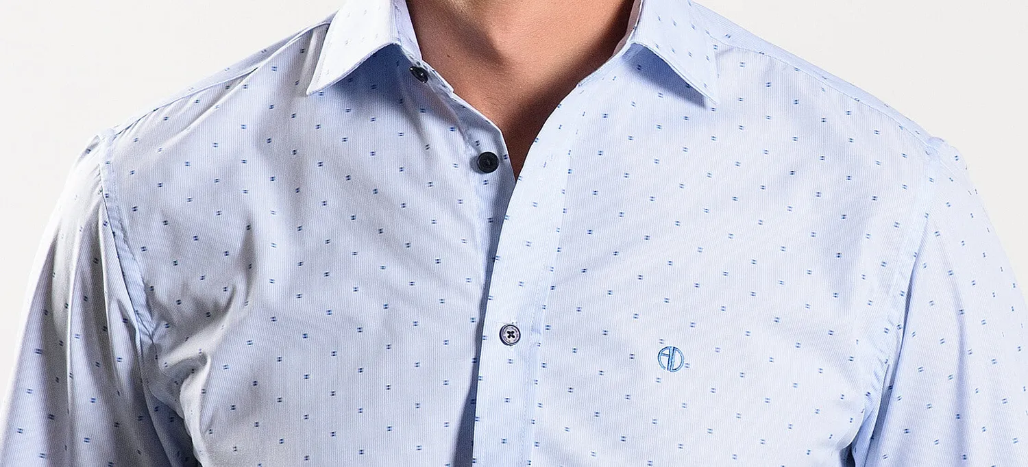 Alain Delon camicia azzurra fantasia Extra Slim cotone