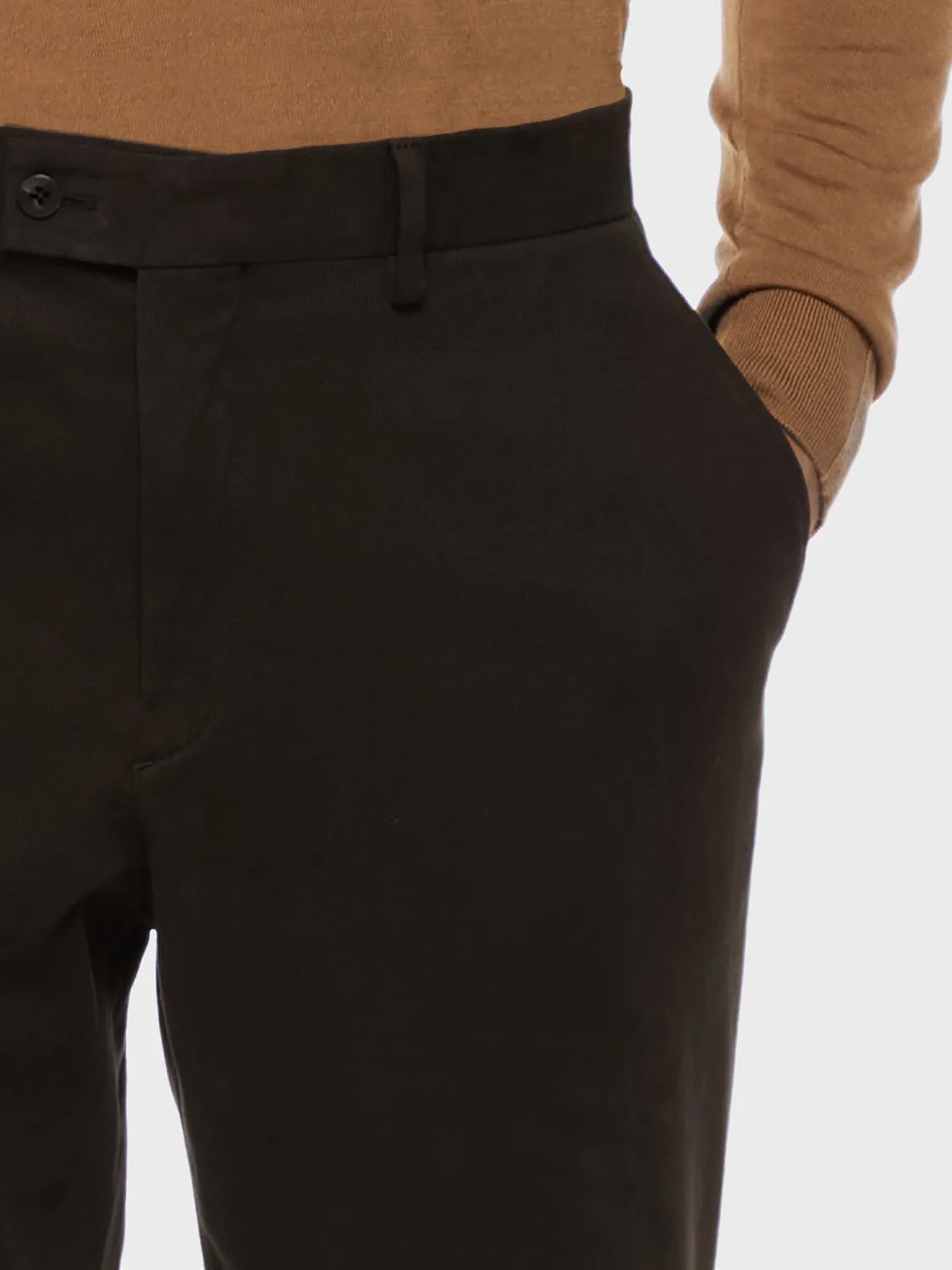 Caruso pantalone cotone stretch marrone flat front