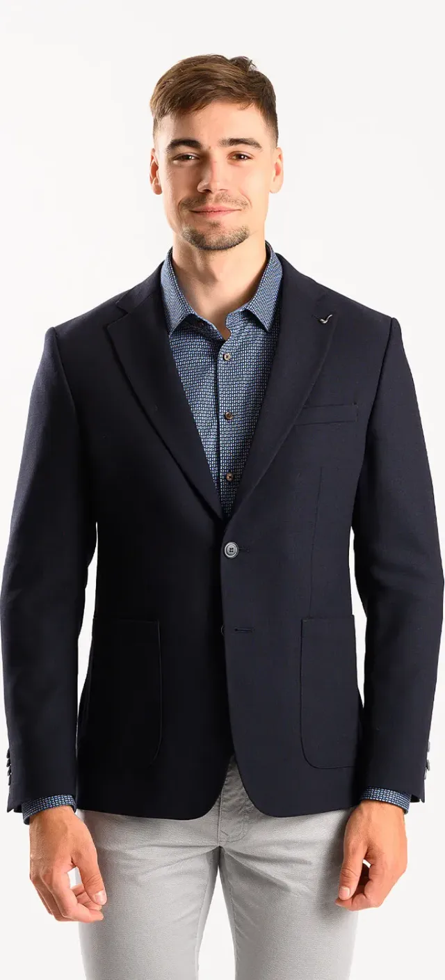 Alain Delon giacca lana blu navy tasche cucite slim fit