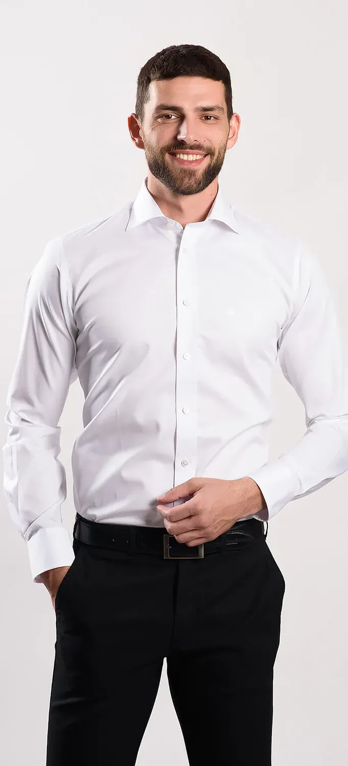 Alain Delon camicia bianca classic fit taschino
