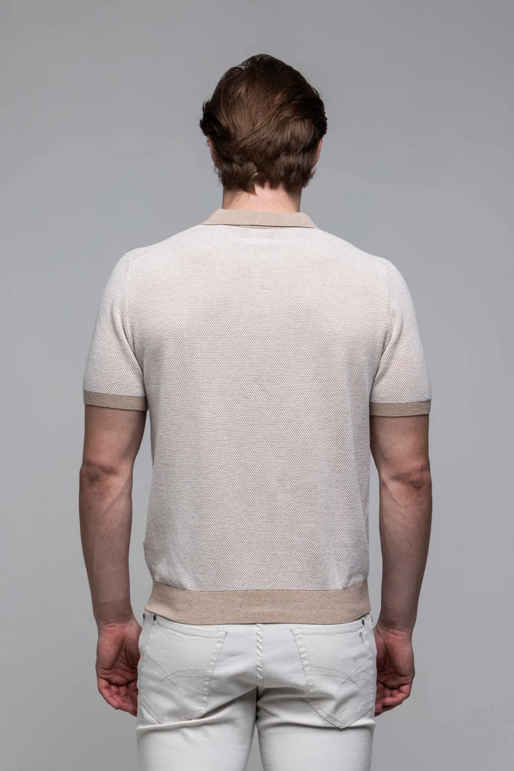 Alain Delon polo maglia bianco marrone cotone 100%