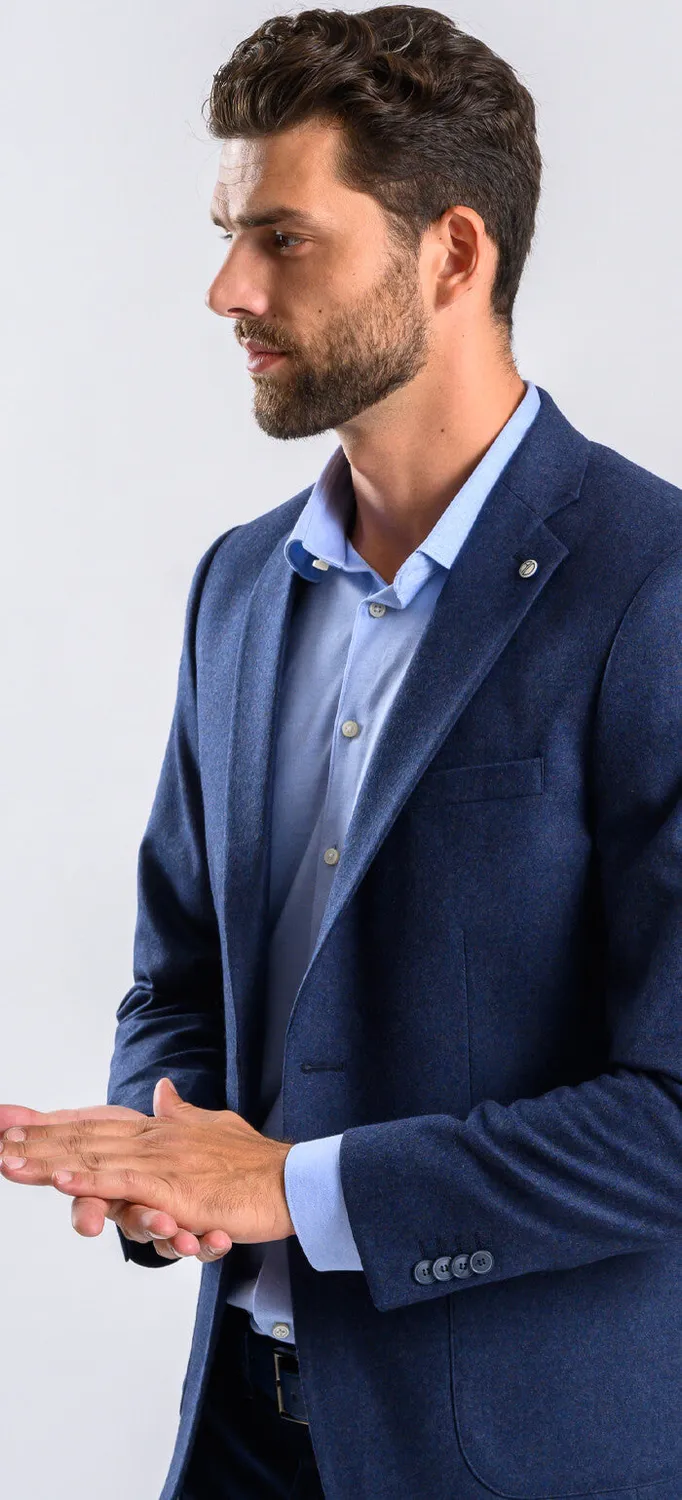 Alain Delon Giacca Lana Grigio Blu Slim Fit Uomo