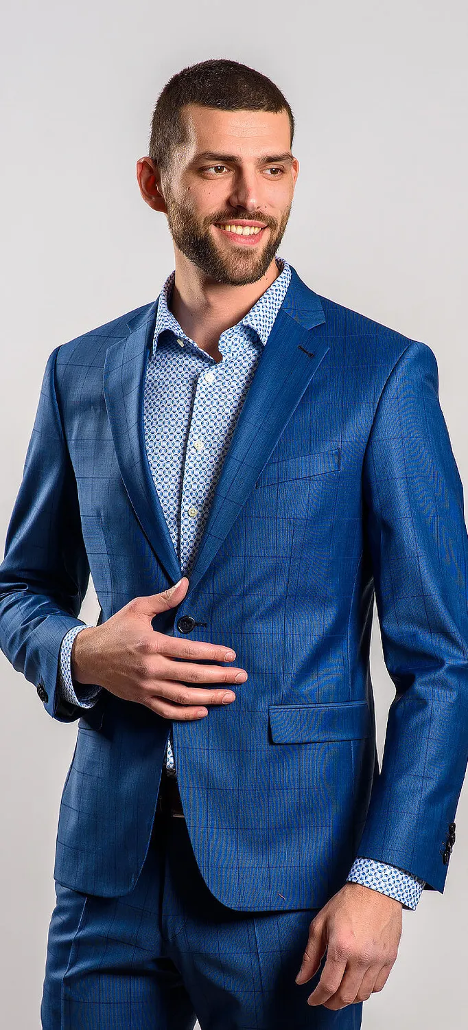 Alain Delon abito blu a quadri slim fit taglia 27