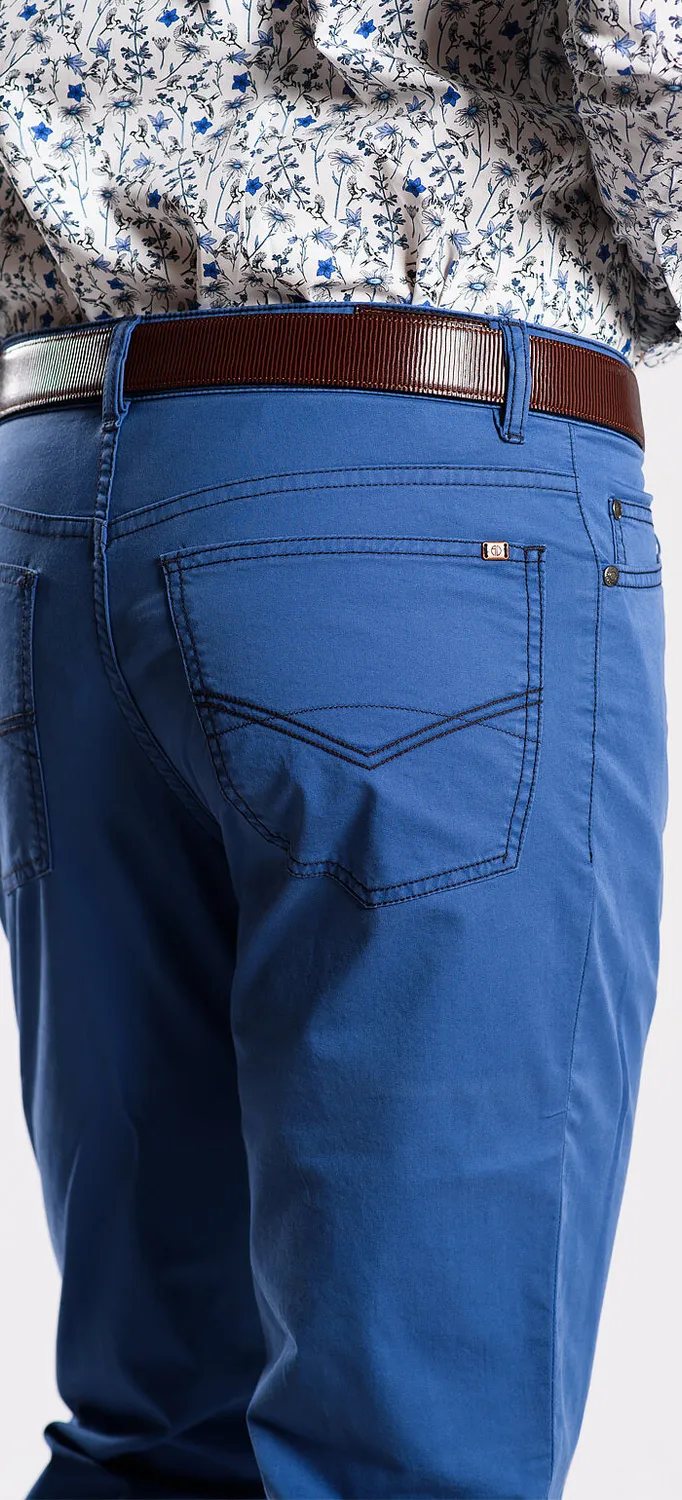 Alain Delon pantaloni casual blu slim fit cotone elasticizzato