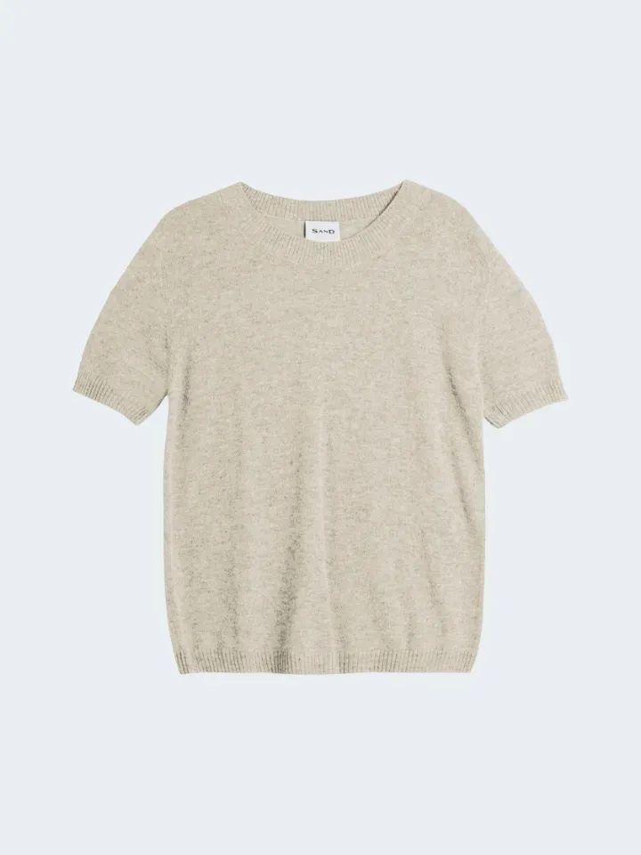 Sand Menswear Delmy 5659 maglia maniche corte bianca lana merino