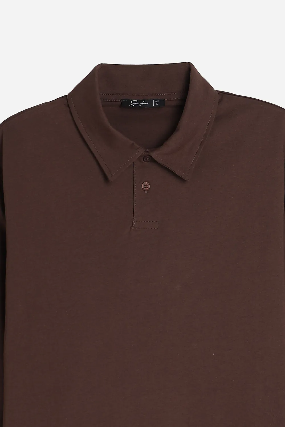 Sonny Bono Polo Manica Lunga Marrone 100% Cotone