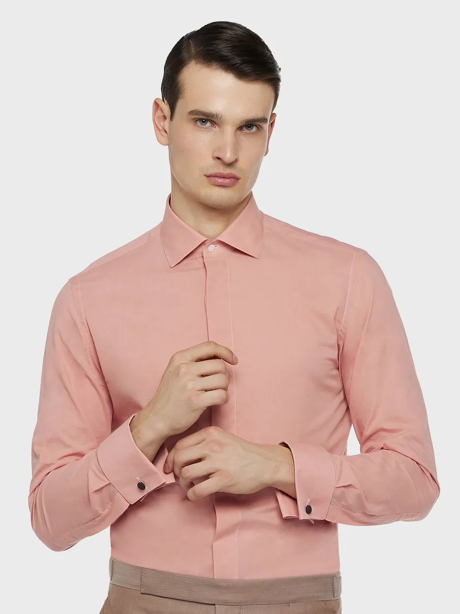 Caruso camicia cotone rosa uomo collo francese