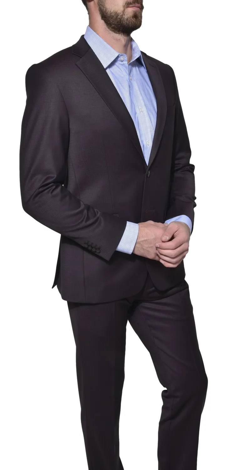 Alain Delon abito marrone slim fit revers larghi