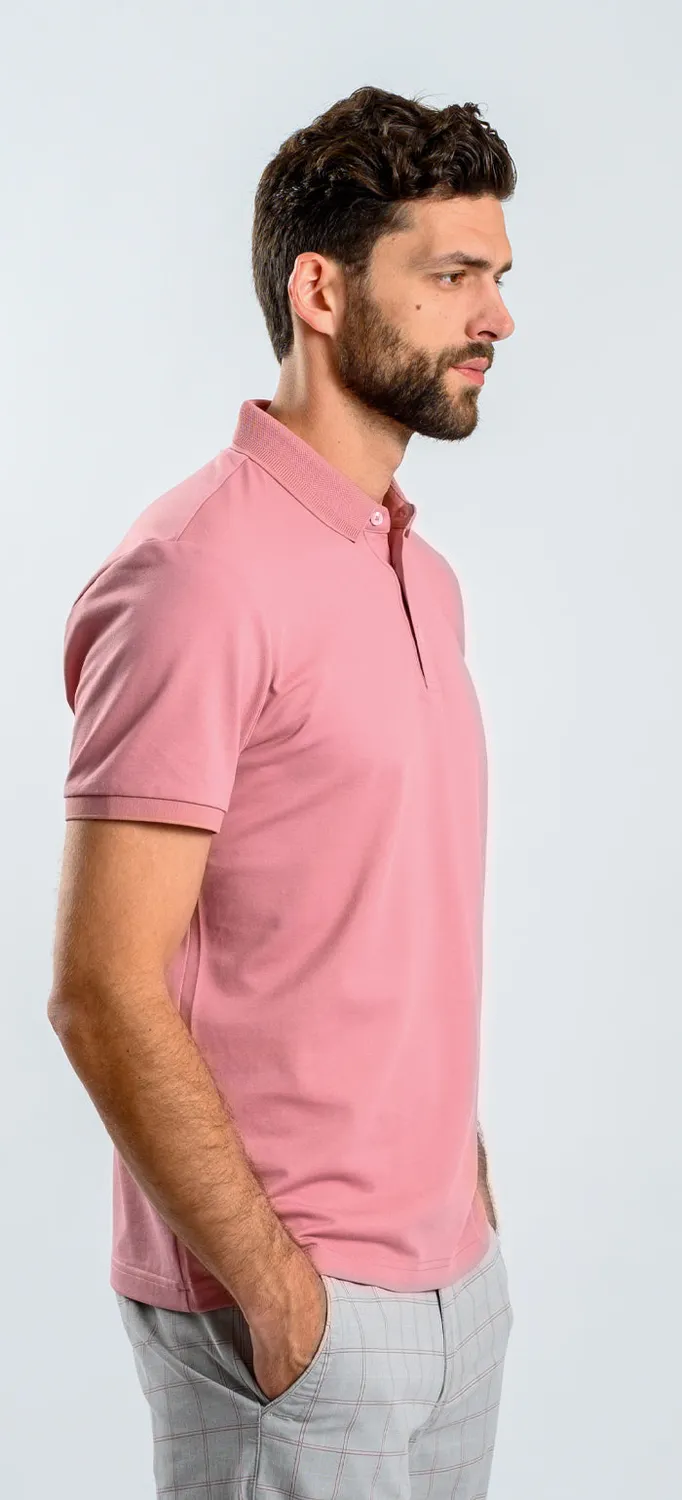 Alain Delon polo rosa slim fit manica corta cotone