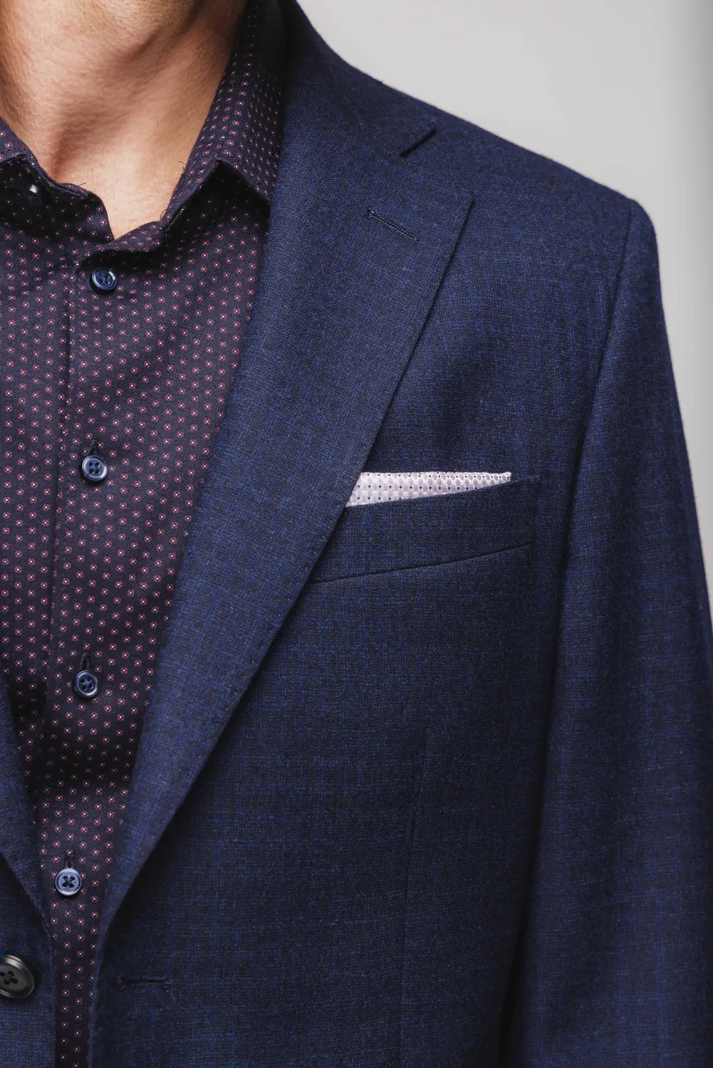 Alain Delon Blazer blu navy quadri neri Slim Fit fodera