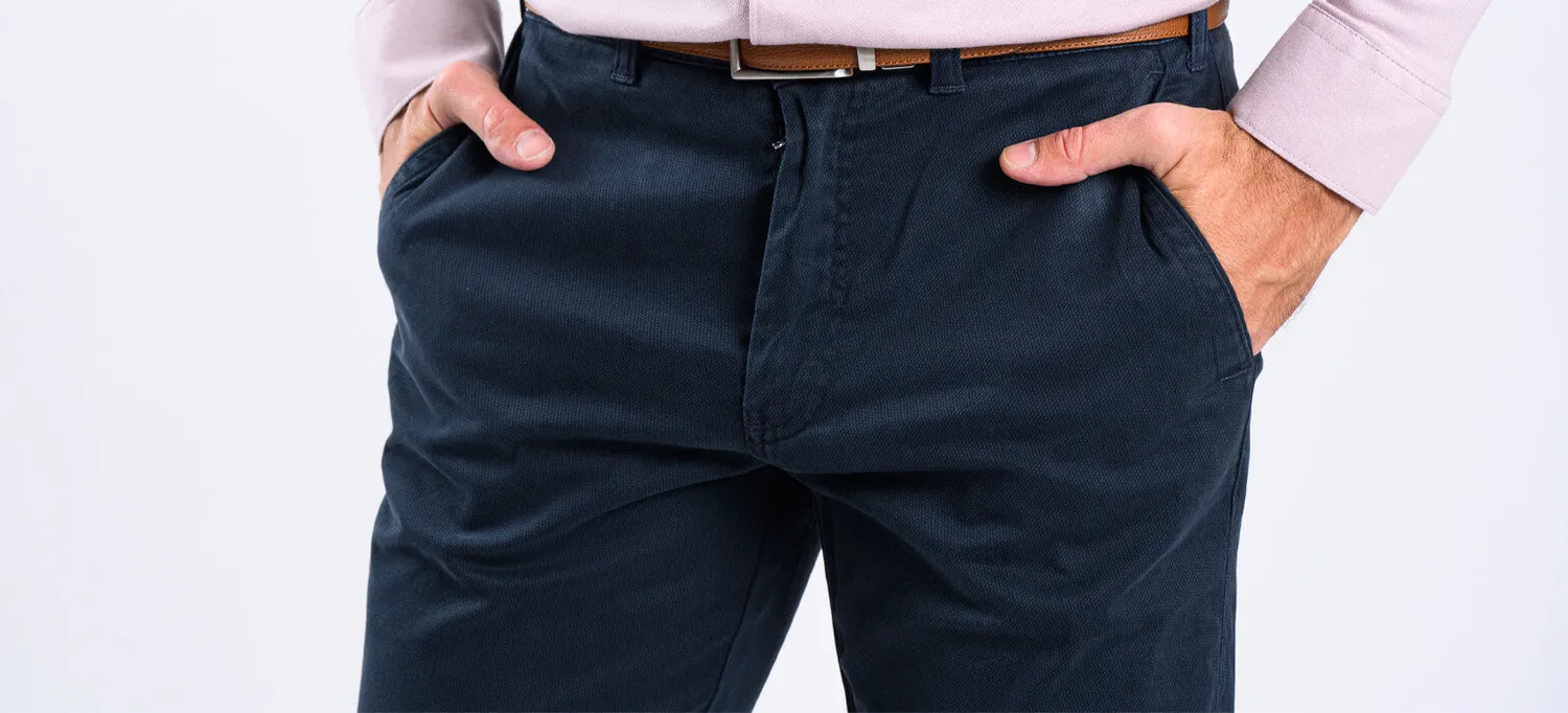 Alain Delon pantalone uomo blu rombi cotone slim fit