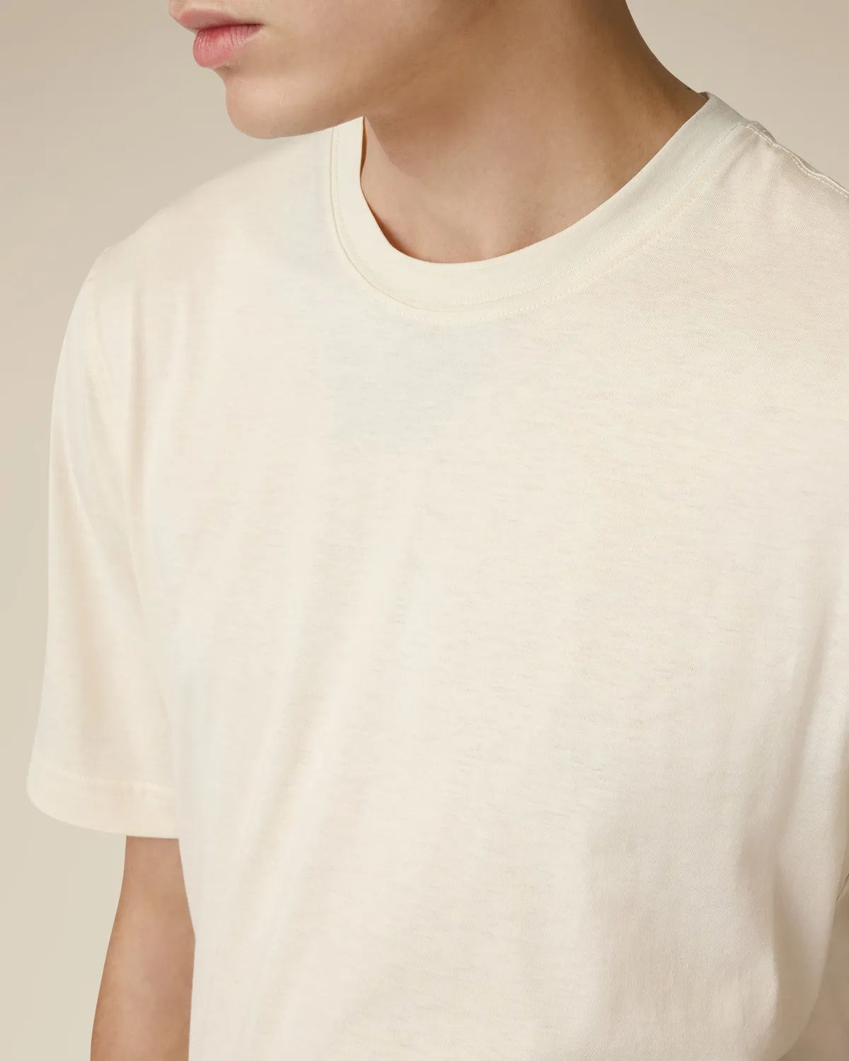 Lardini t-shirt jersey cotone seta panna girocollo