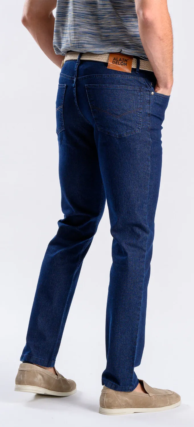 Alain Delon jeans dritti blu scuro cotone elasticizzato