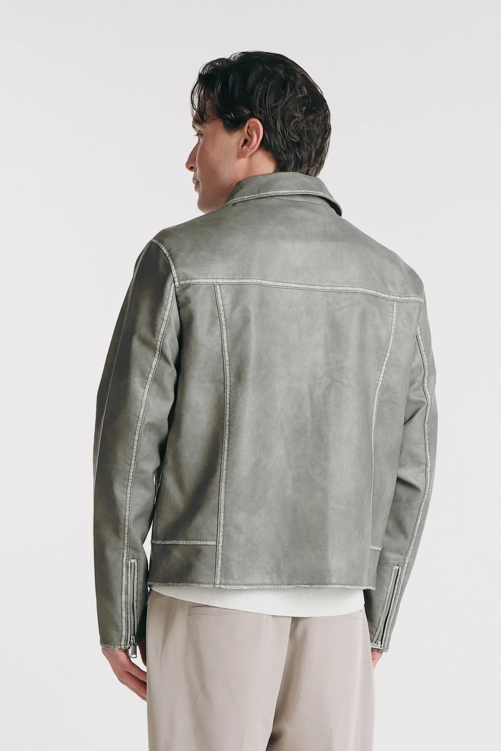 Sonny Bono Giubbotto Biker Slavato Grigio