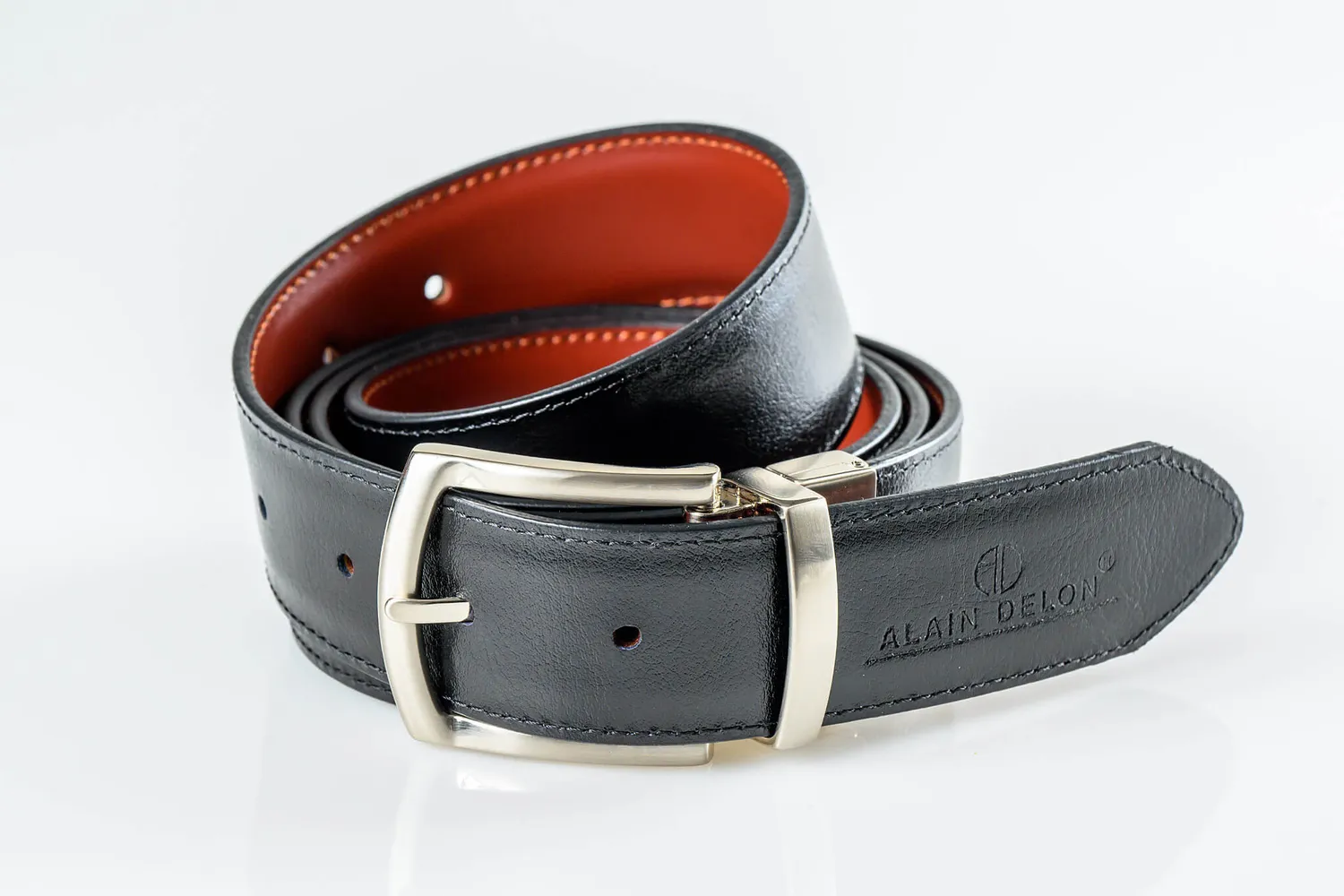 Alain Delon cintura pelle reversibile 110 cm doppia
