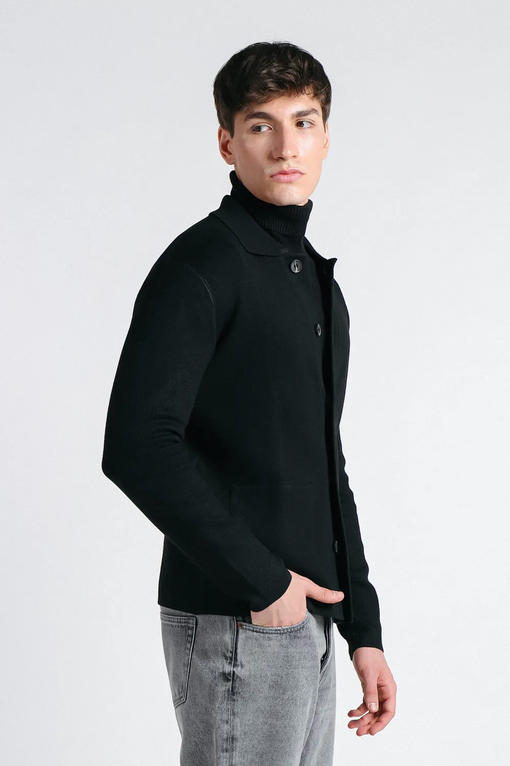 Sonny Bono Overshirt Punto Milano Maglia Nero