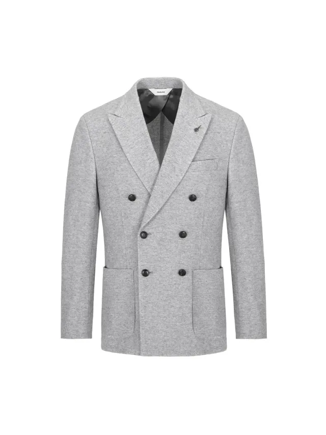 Paoloni Giacca doppiopetto jersey grigia lana cashmere
