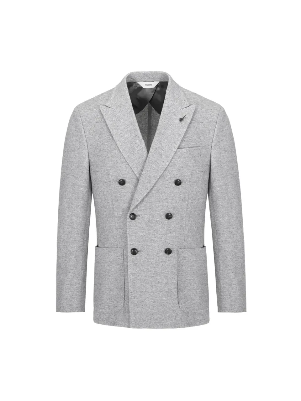 Paoloni Giacca doppiopetto jersey grigia lana cashmere