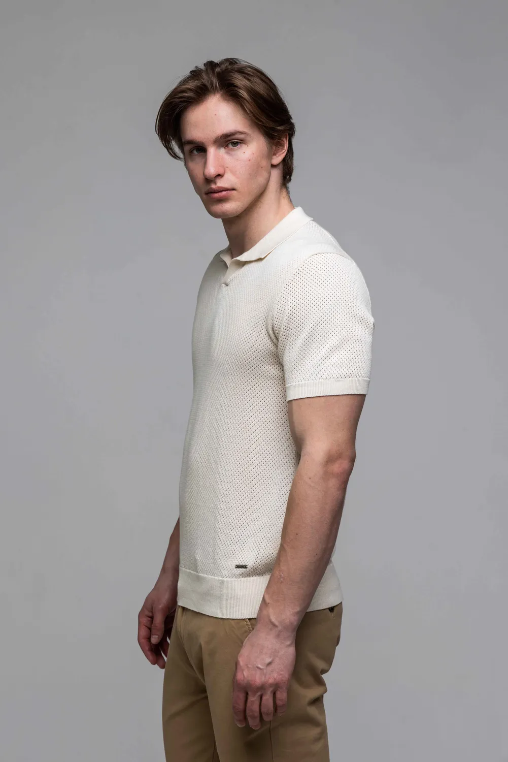 Alain Delon polo crema traforata in cotone