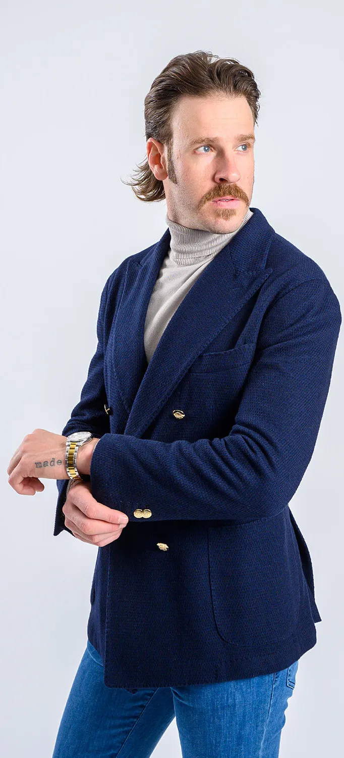 Alain Delon blazer club blu doppiopetto bottoni oro