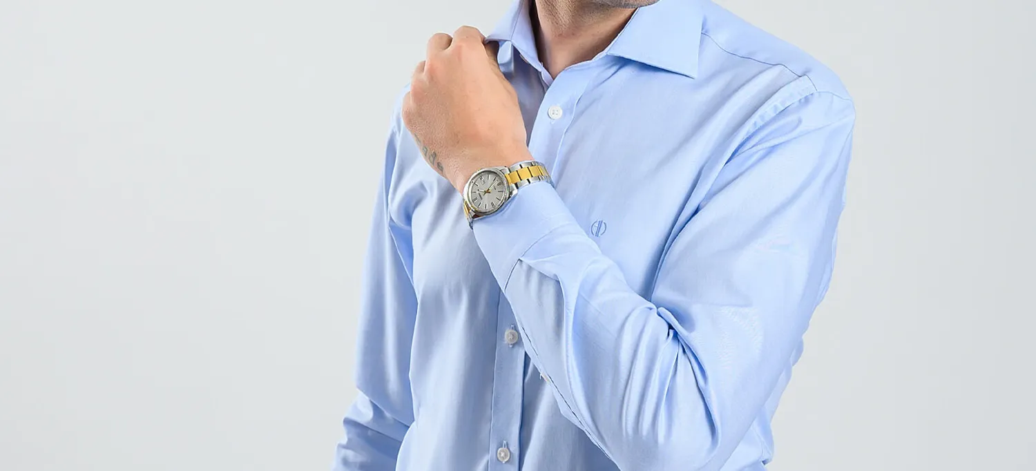 Alain Delon Extra Slim camicia azzurra cotone Getzner