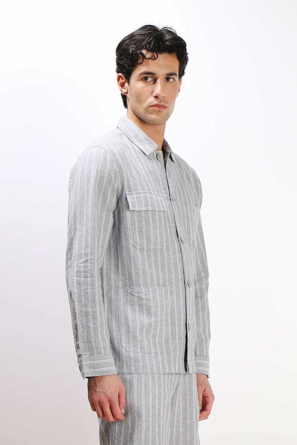 Sonny Bono Misto Lino F overshirt grigio traspirante