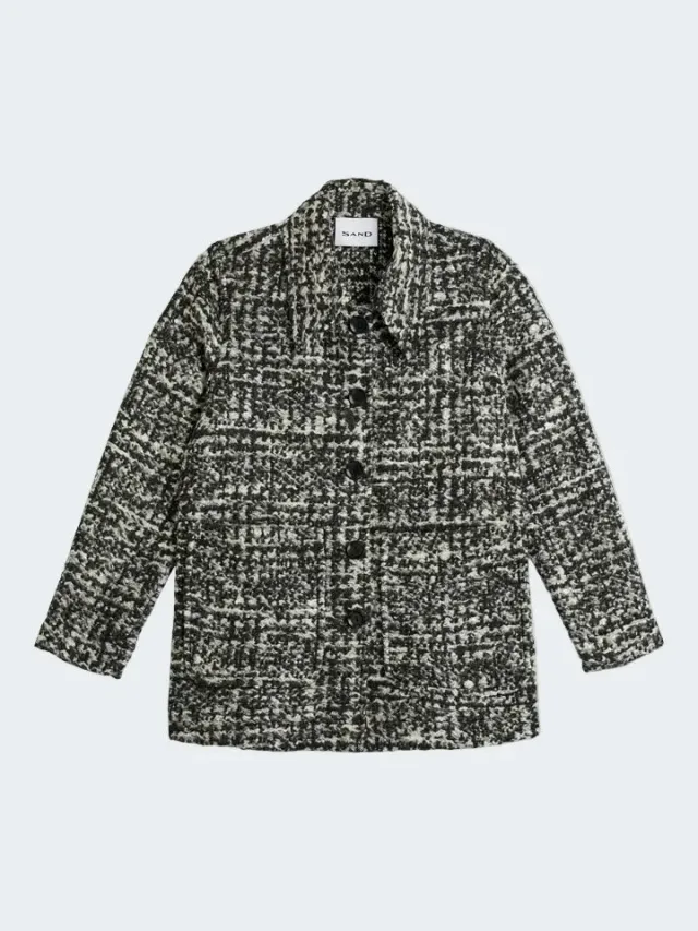 Sand Menswear Carola 6009 sopracamicia bouclé nero