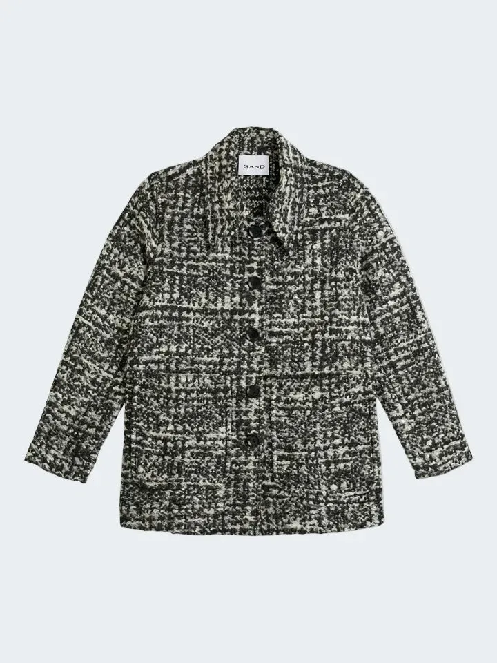 Sand Menswear Carola 6009 sopracamicia bouclé nero