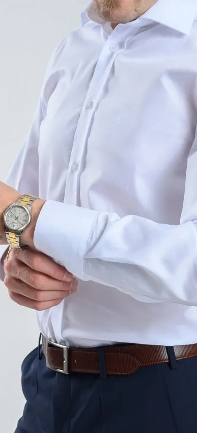 Alain Delon camicia bianca Slim Fit in cotone