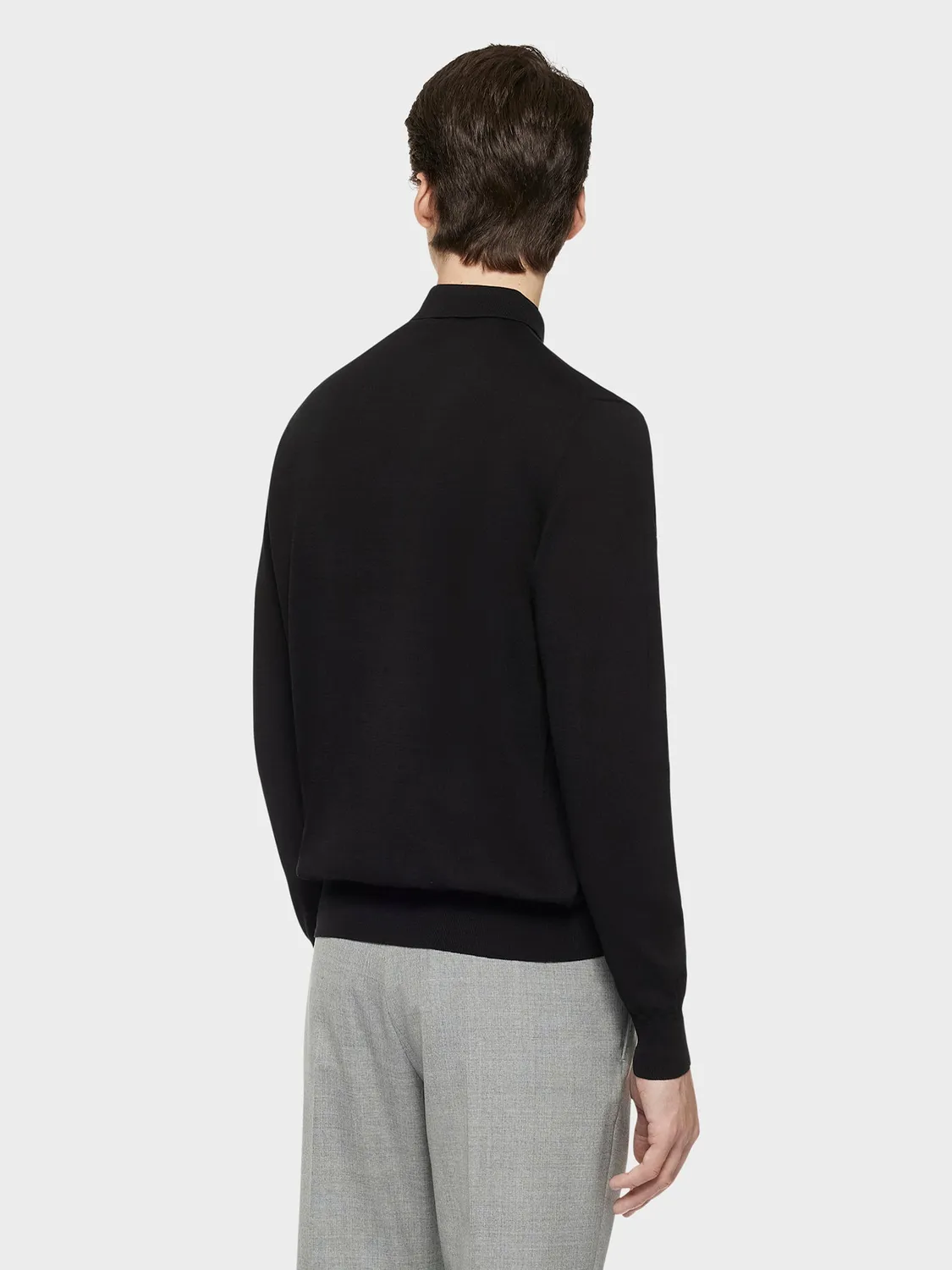 Caruso Polo maniche lunghe cotone nera