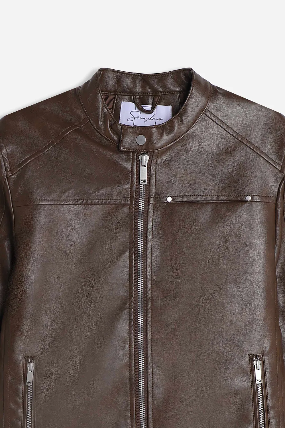 Sonny Bono Biker giubbotto effetto pelle moro