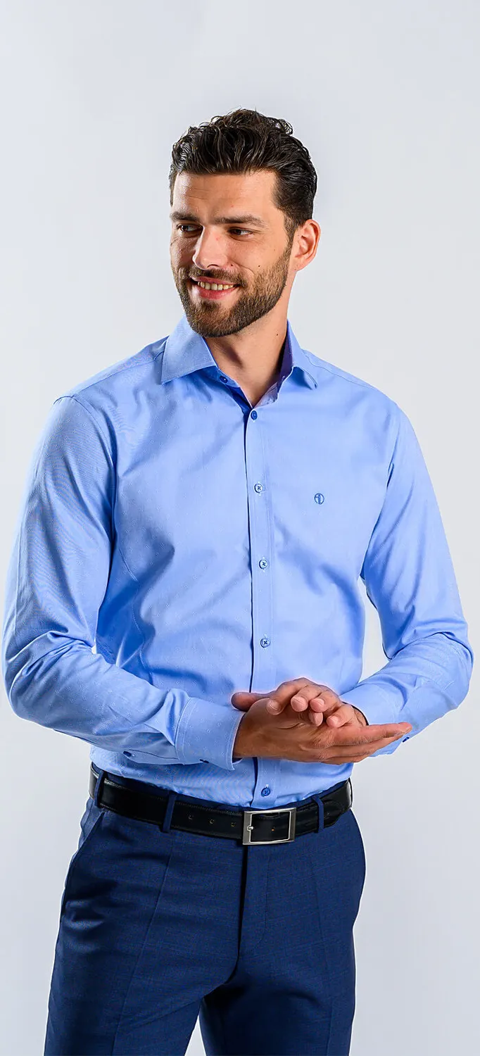 Alain Delon Blue camicia extra slim fit blu fantasia bianca