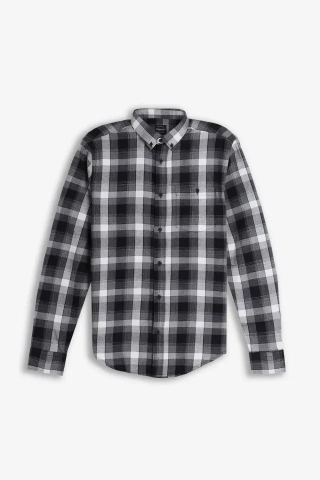 Sonny Bono Camicia Quadri Flanella Nero Uomo Morbida