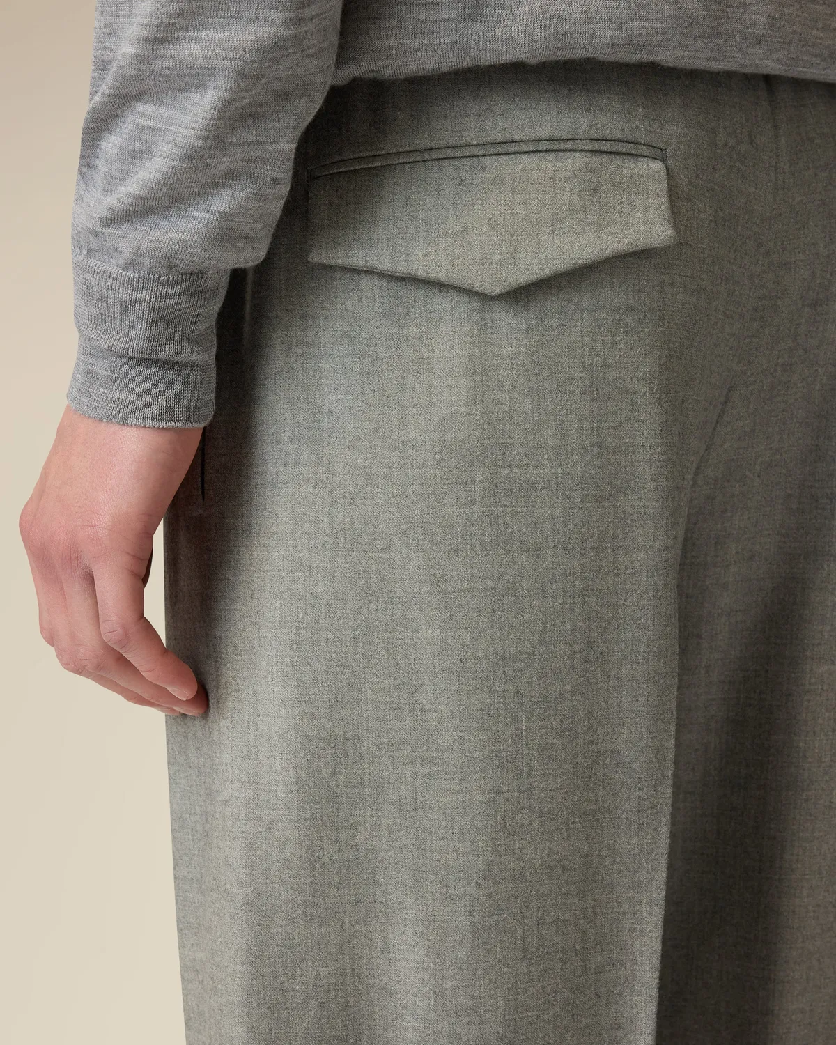 Lardini Pantalone Flanella Cashmere Grigio Senza Pieghe
