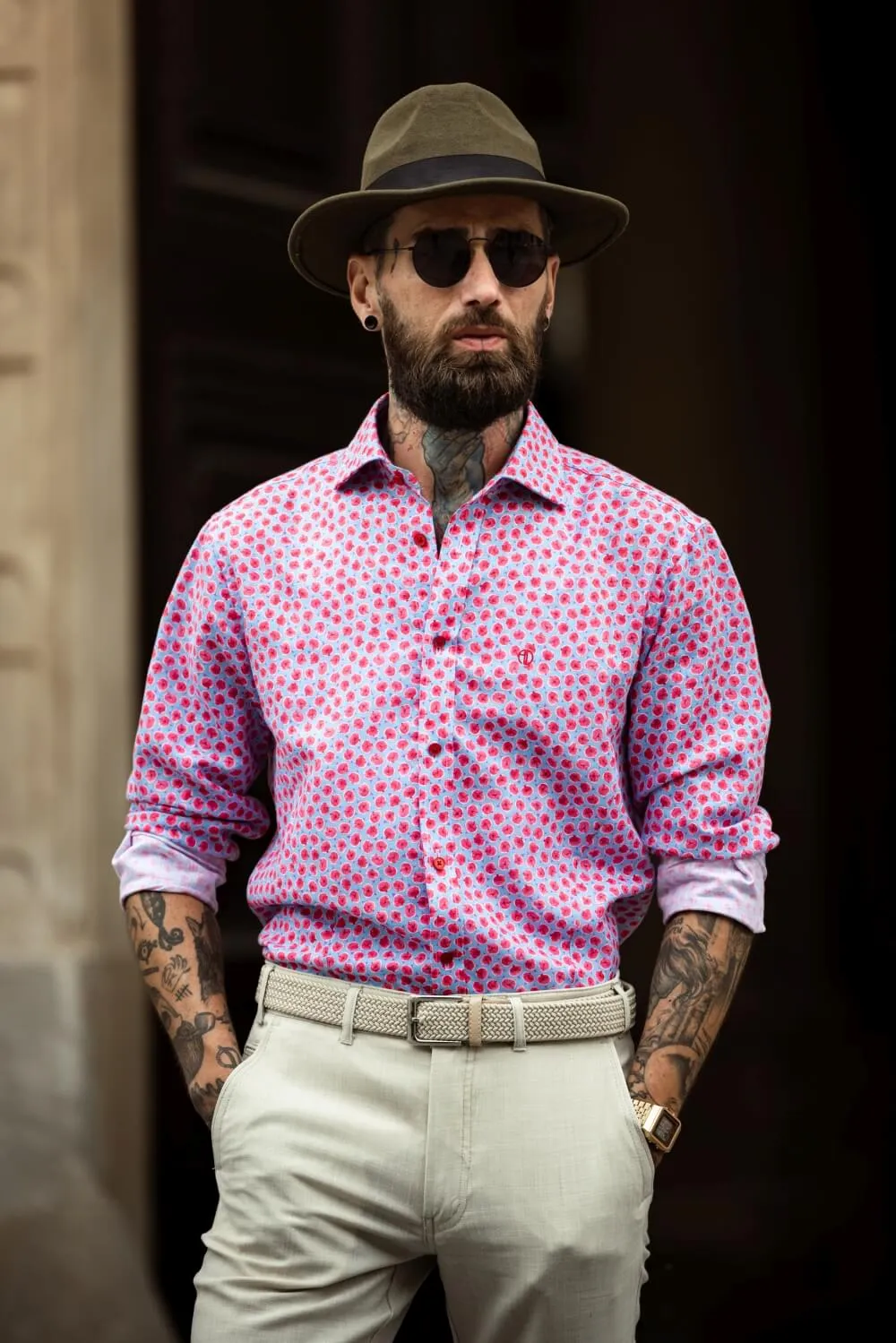 Alain Delon Camicia Lino Fantasia Extra Slim Fit