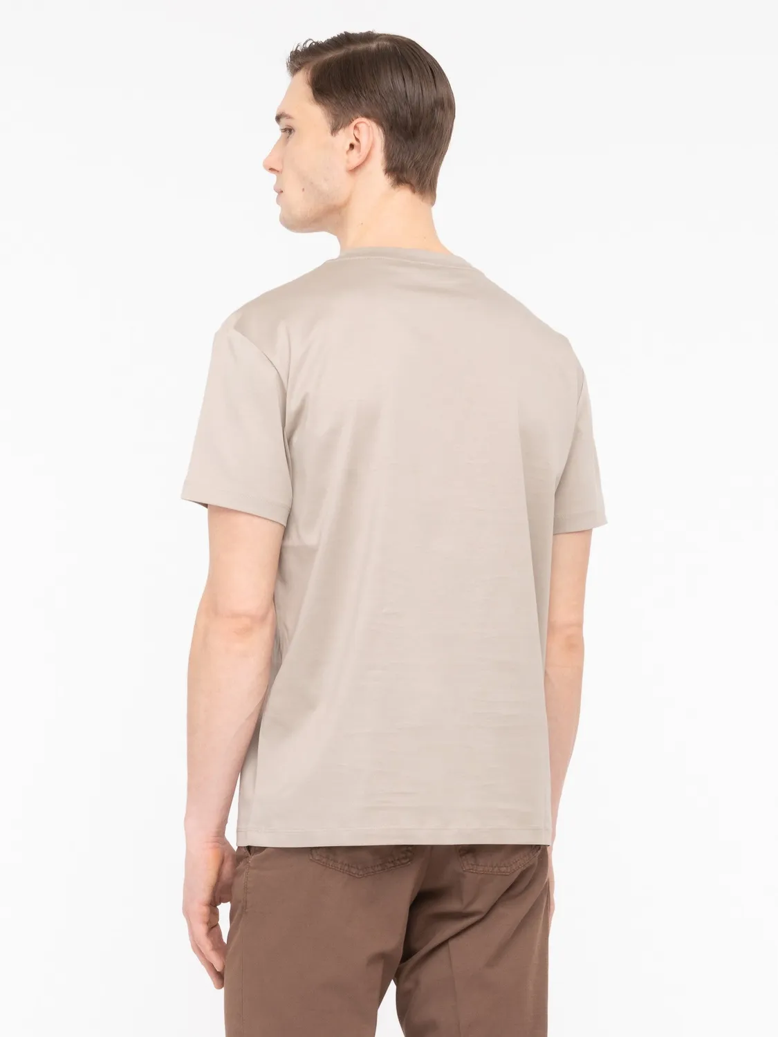 Paoloni T-shirt jersey cotone beige girocollo