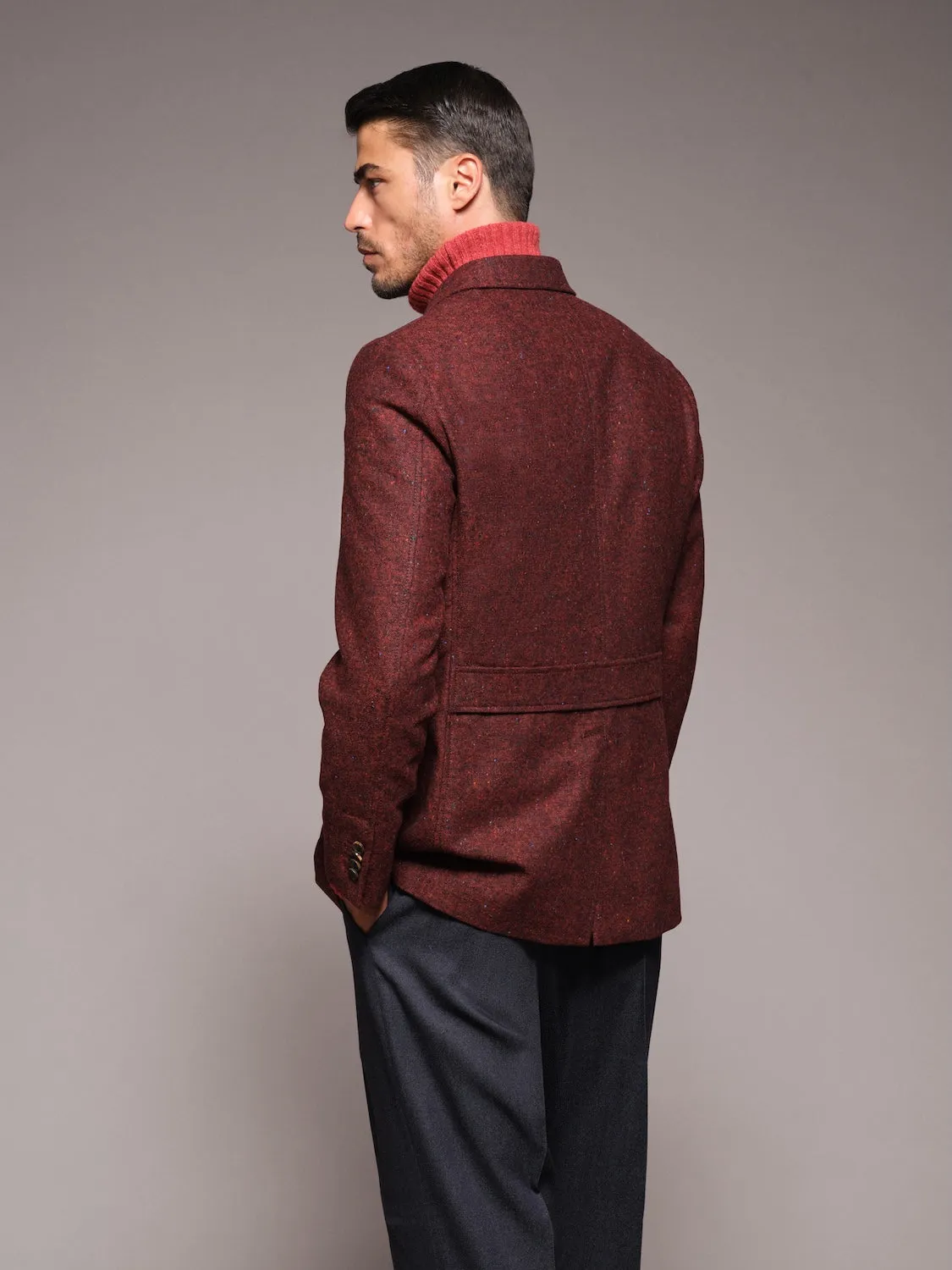 Caruso Saba giacca sahariana lana bordeaux