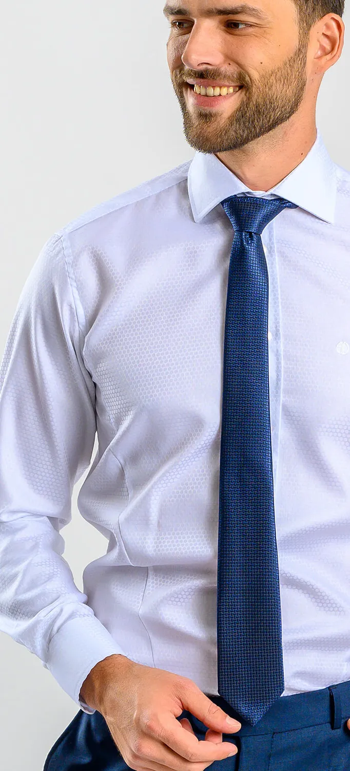 Alain Delon Camicia Bianca Pois Extra Slim Fit