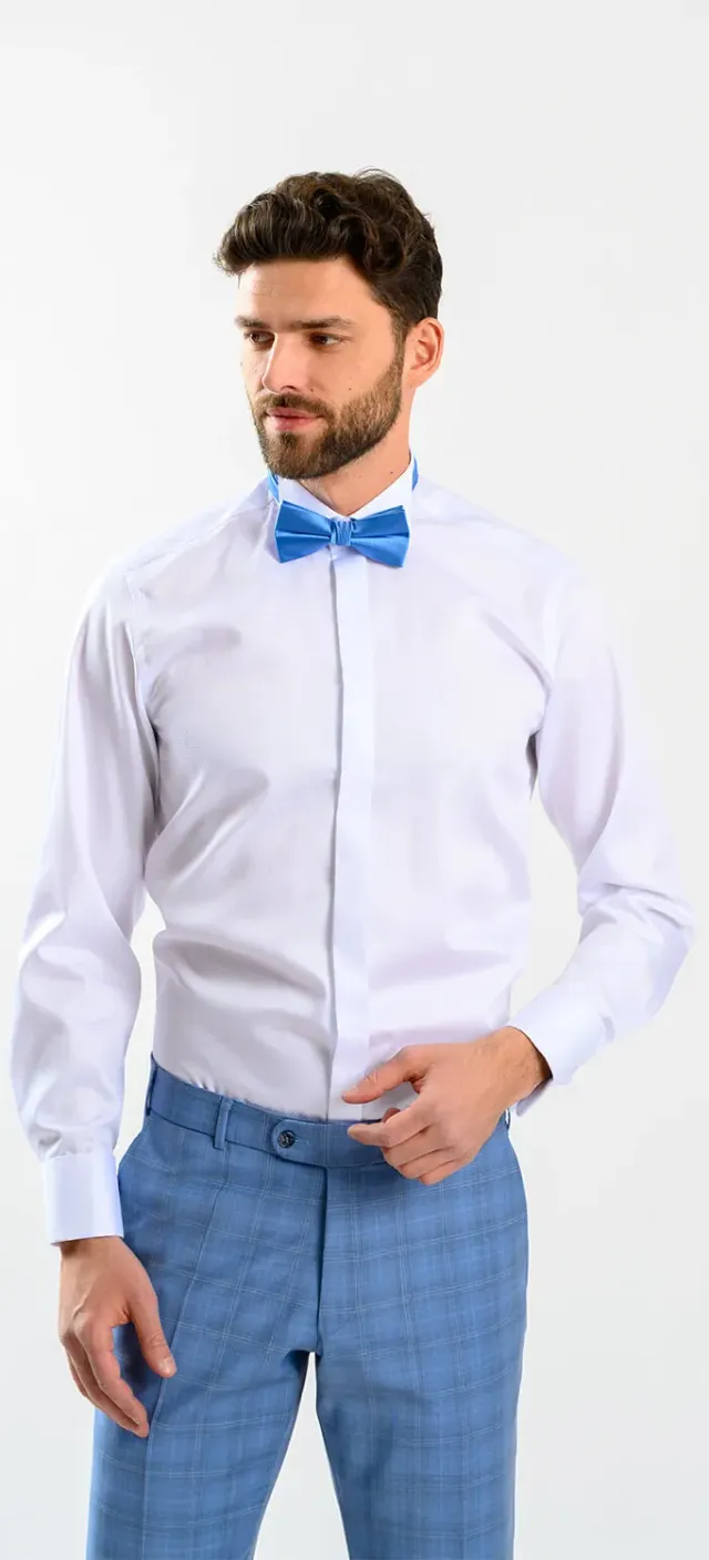 Alain Delon camicia smoking extra slim fit bianca gemelli