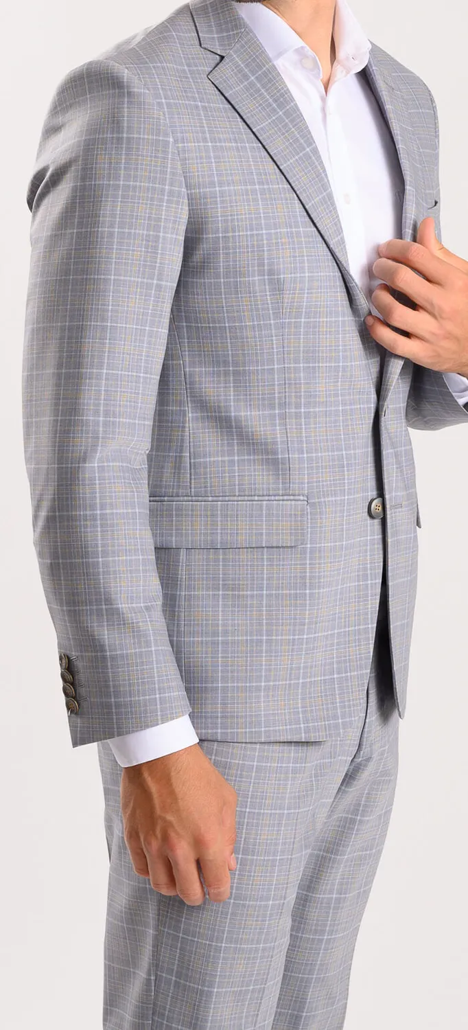 Alain Delon Grey Check Slim Fit abito grigio a quadri
