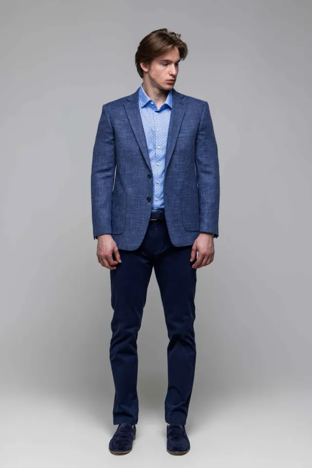 Alain Delon Blazer Slim Fit Estivo Blu Mezza Fodera