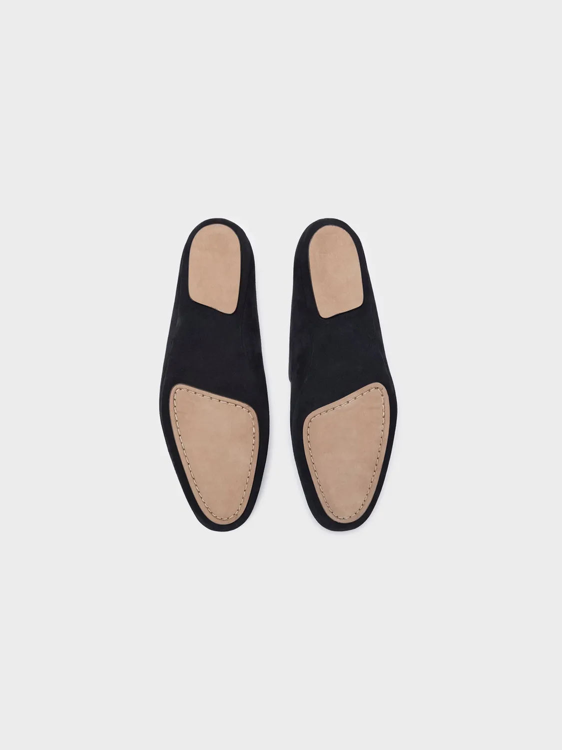 Caruso slipper pelle scamosciata blu suola pelle