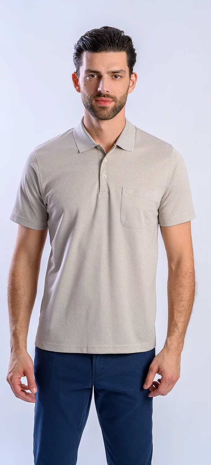 Alain Delon Polo Beige Slim Fit Cotone Micropima