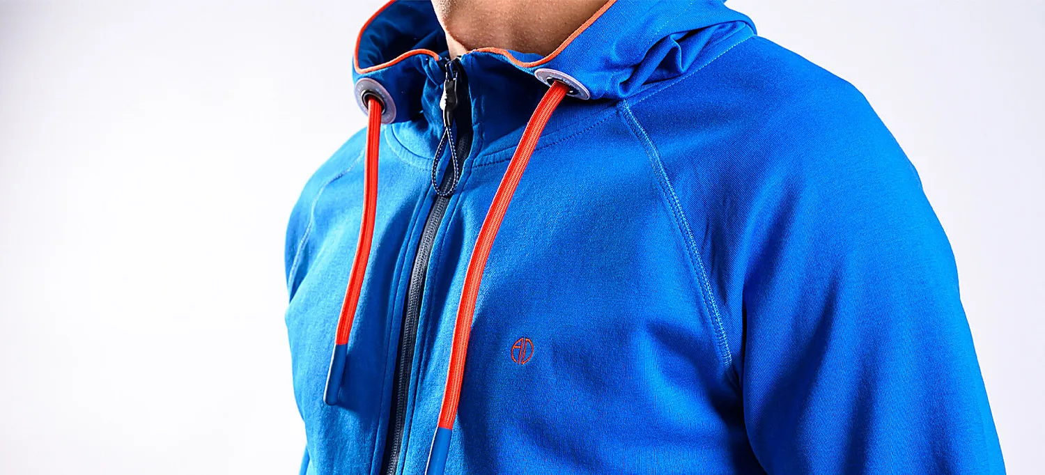Alain Delon felpa blu cappuccio slim fit