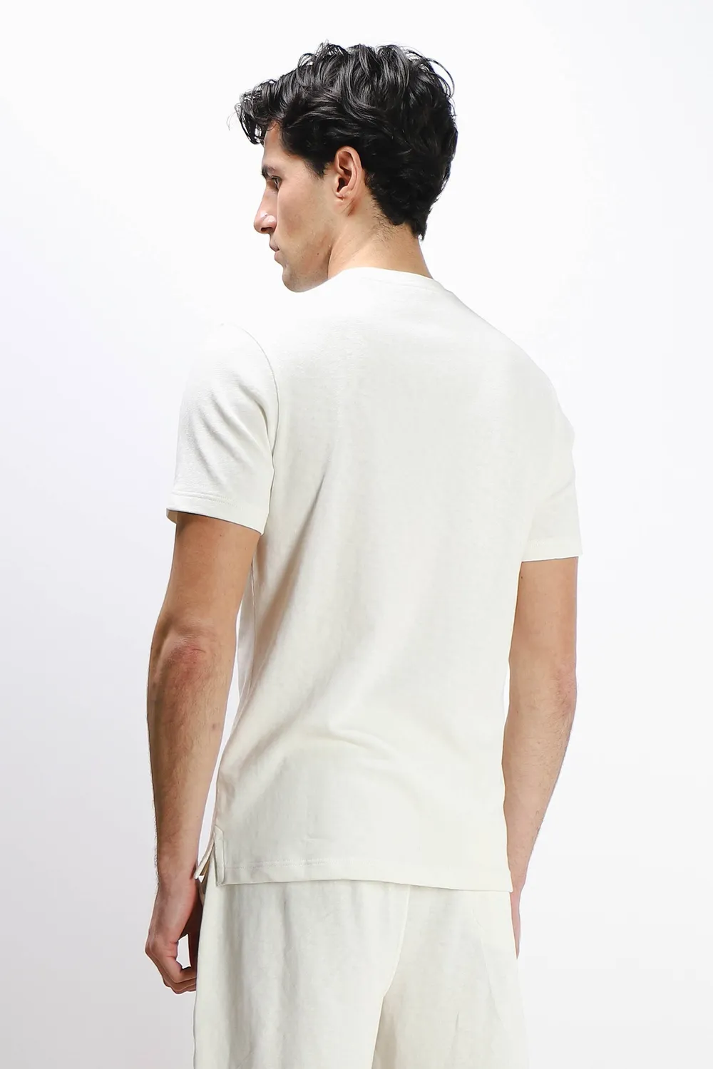 Sonny Bono T-Shirt Slub Bianco Effetto Lino Girocollo