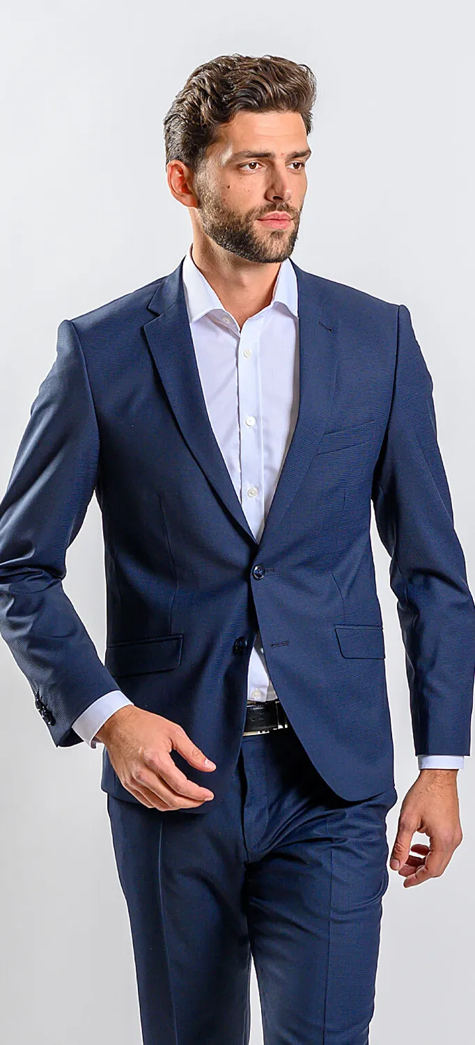 Alain Delon Completo Blu Slim Fit abito elasticizzato due bottoni