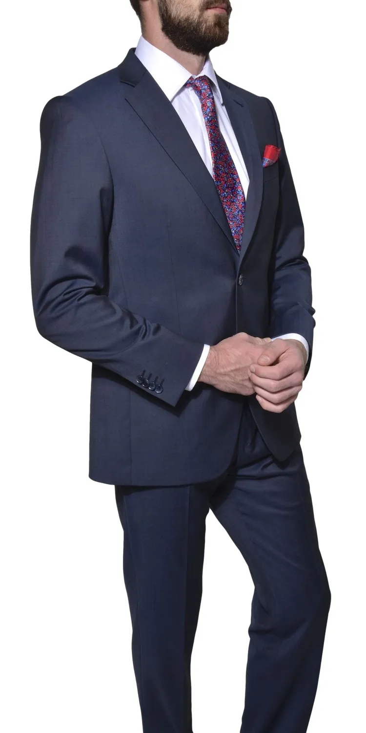 Alain Delon Wool Slim completo blu lana Zignone