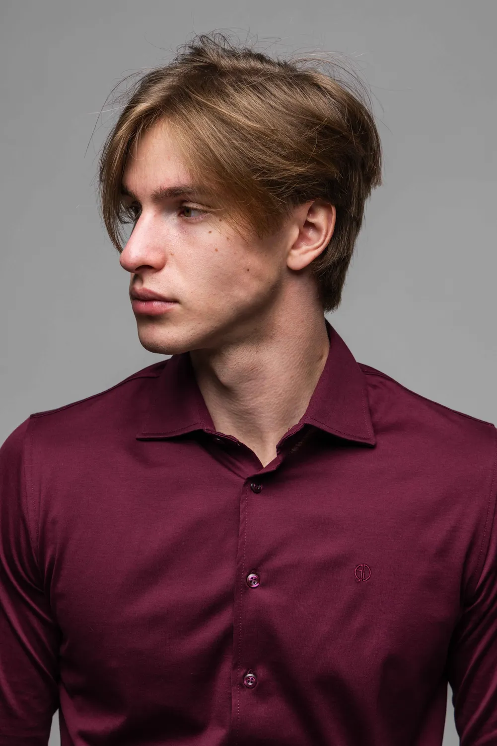 Alain Delon Camicia Extra Slim Stretch Bordeaux