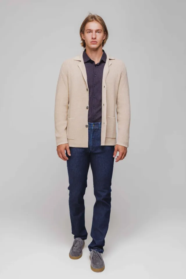 Alain Delon cardigan beige bottoni misto cashmere