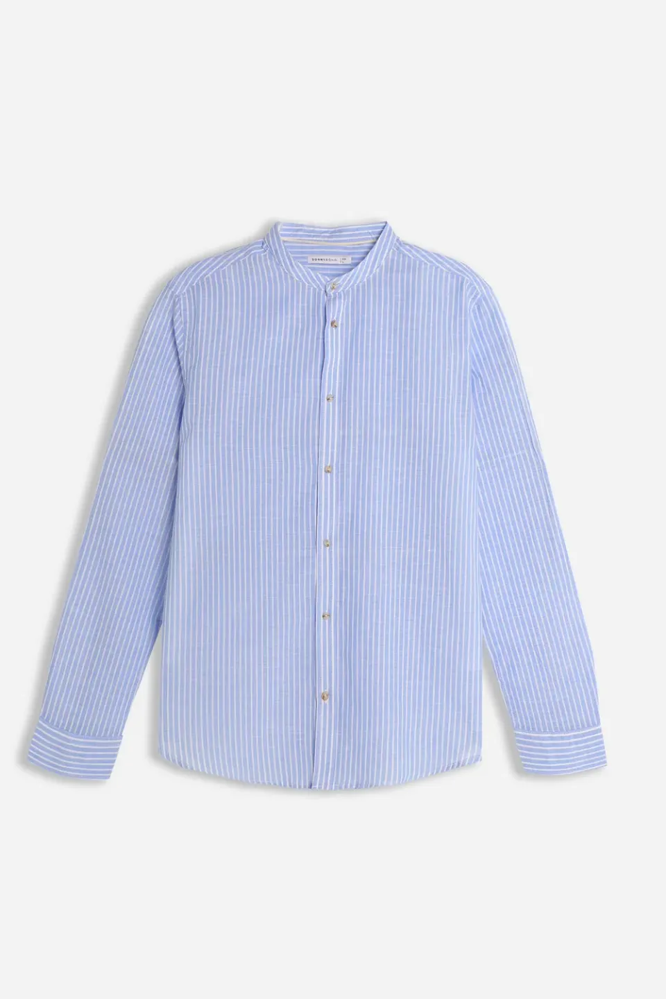 Sonny Bono Camicia Collo Coreano Slub Celeste